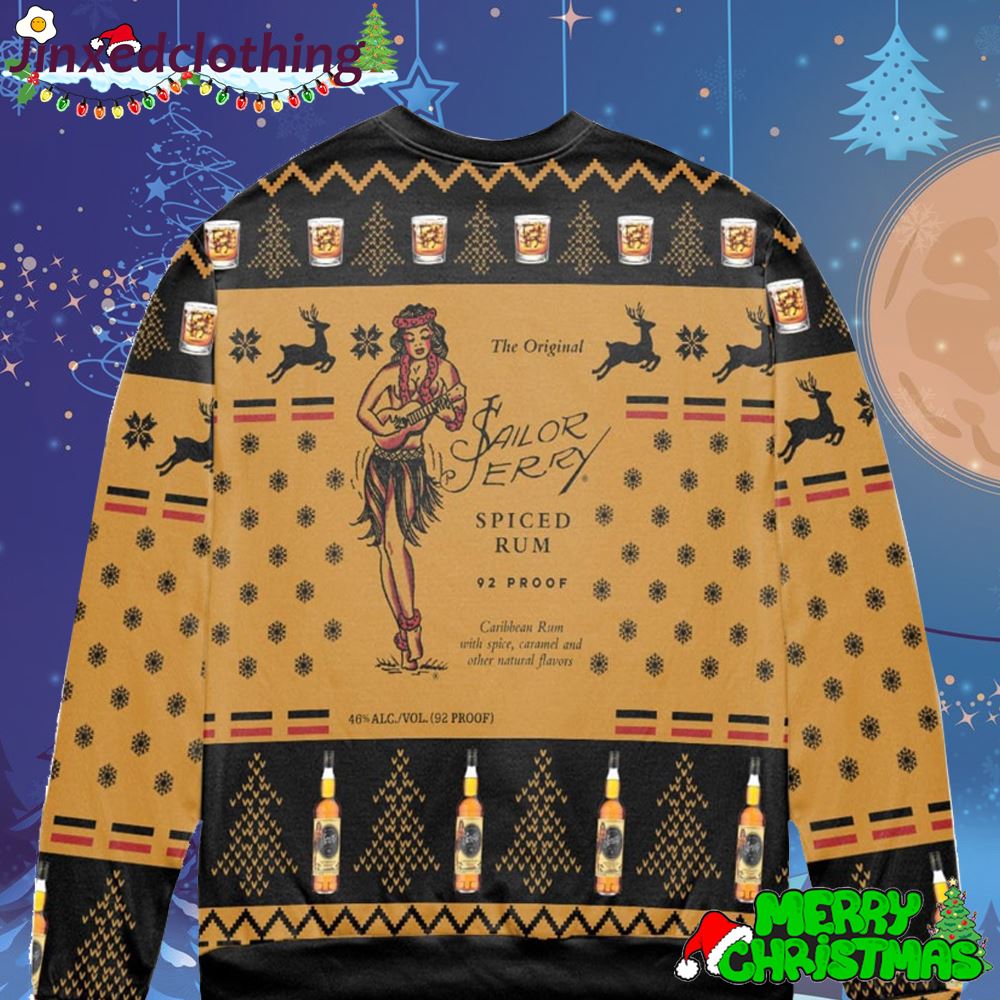Sailor Jerry Spiced Rum Snowflake And Reindeer Ugly Christmas Sweater Christmas Gift For Men And Women 